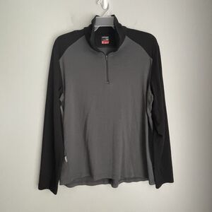 Icebreaker 260 Bodyfit Merino Wool 1/4 Zip Pullover Men XL Gray Black Base Layer